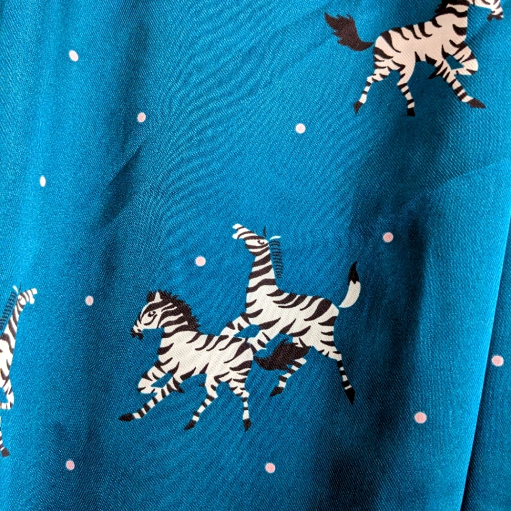 Loft Zebra teal lounge PJ pants XL satin feel